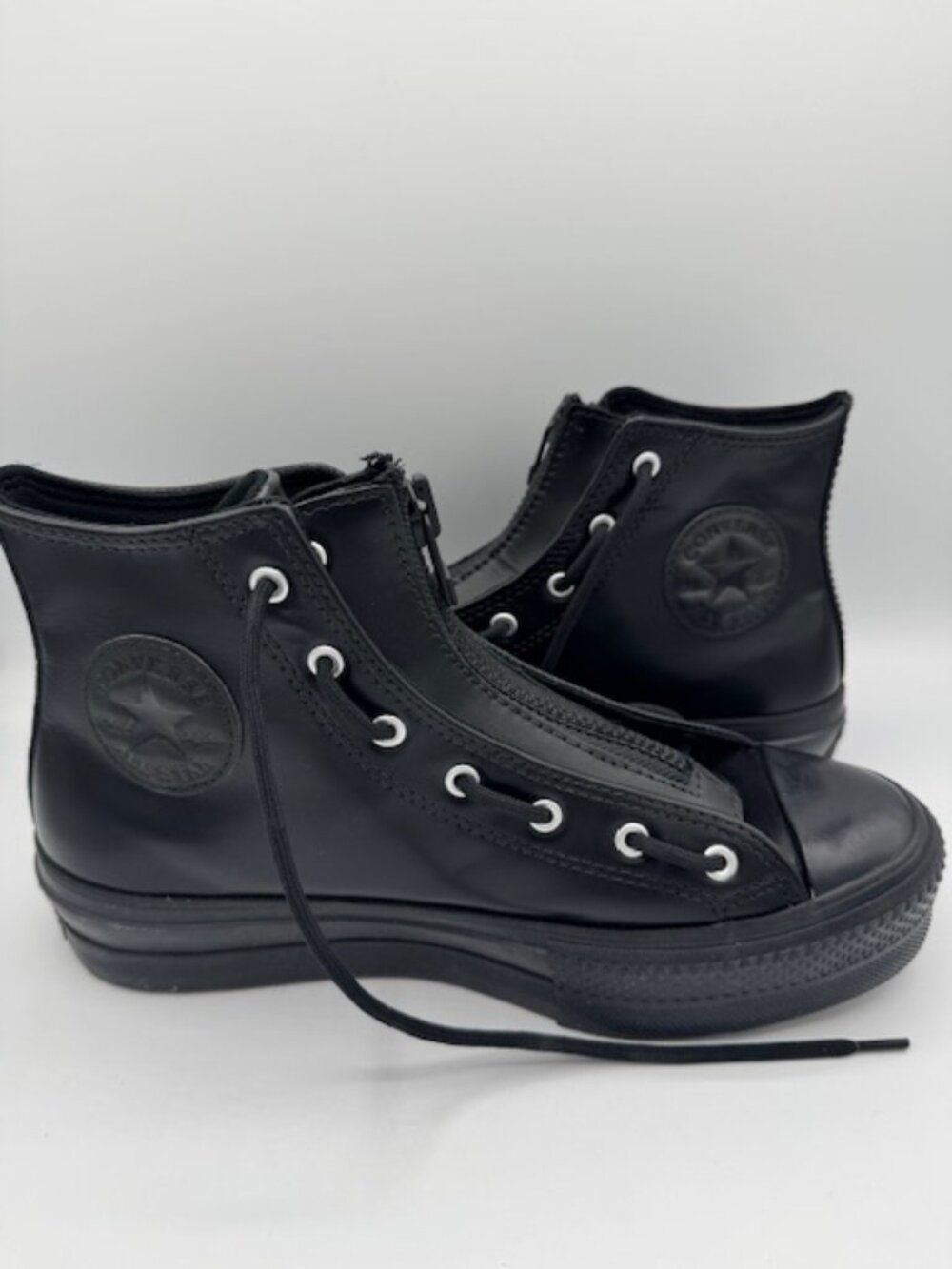 Converse Chuck Taylor All Star Lift Platform Black Leather Women's 8